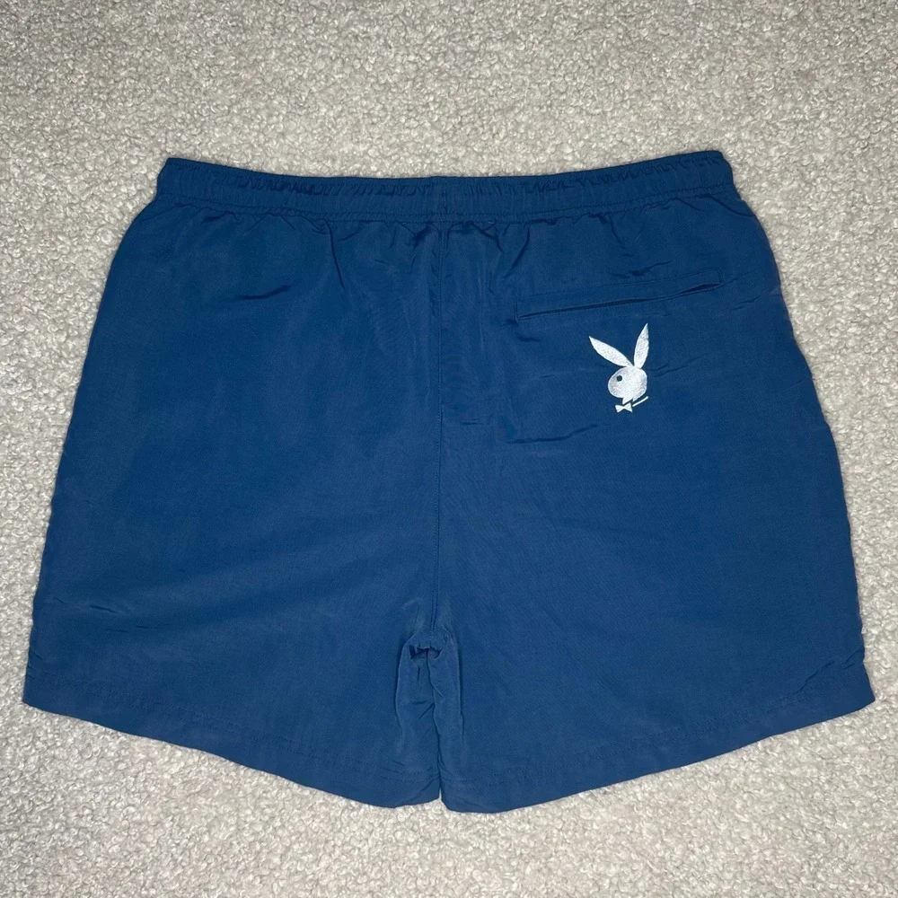 Playboy‎ x PacSun Men's L Blue Swim Trunks Mesh Lined Shorts Embroidered Logo